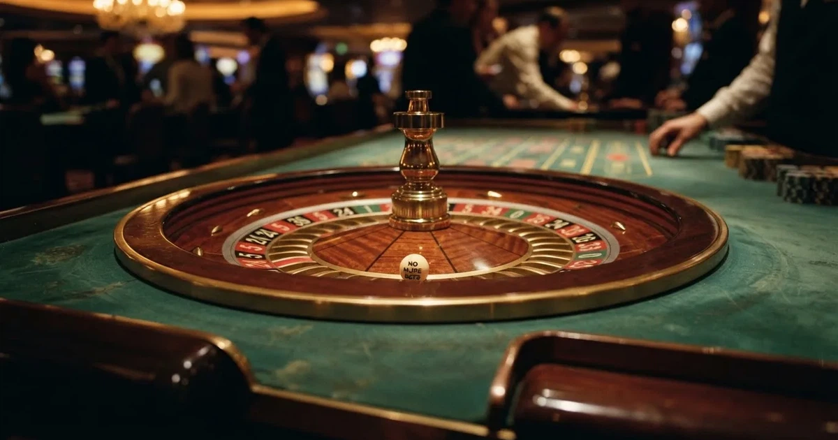 A close-up of a roulette wheel with the ball settling into a numbered pocket.